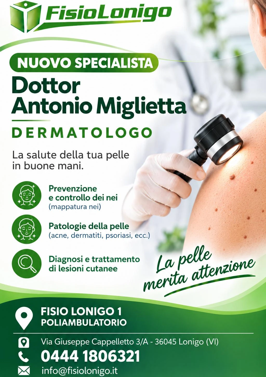 NUOVO SPECIALISTA IN DERMATOLOGIA